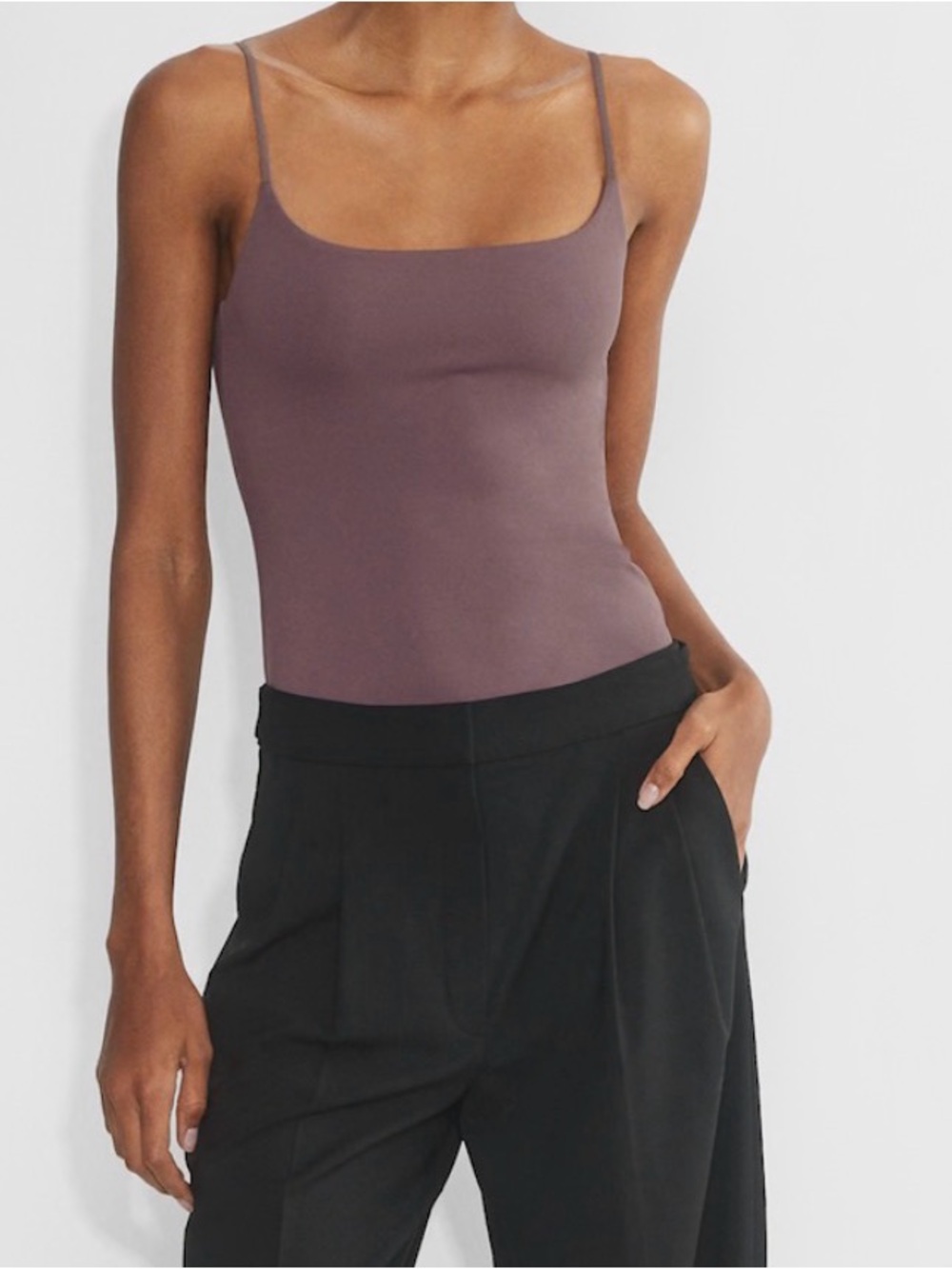 Aritzia Origibal Contour Mauve Square-Neck Cropped Tank Top